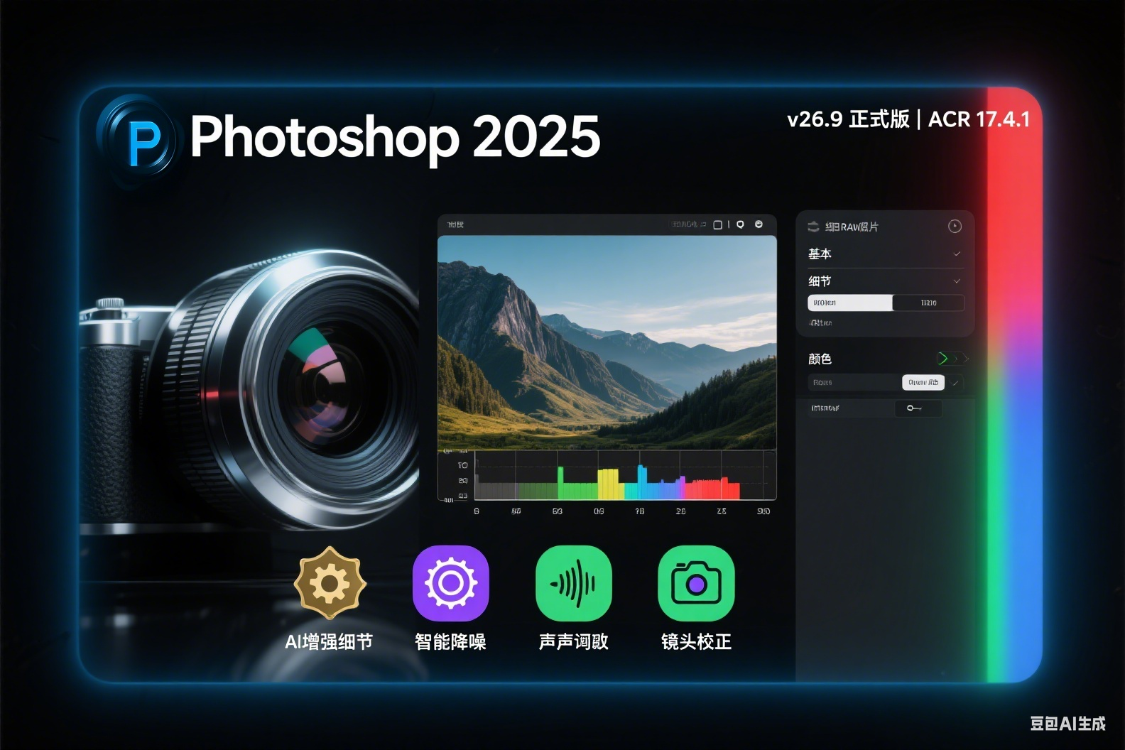 Photoshop 2025 v26.9正式版 直装版 配acr滤镜17.4.1一键AI移除功能可用神经网络滤镜全功能