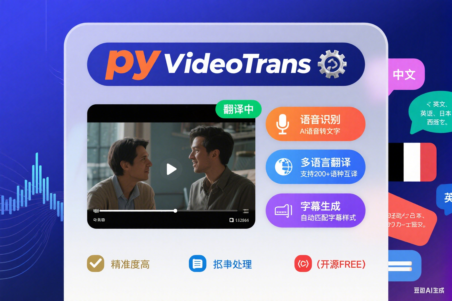 宝藏软件 pyVideoTrans：开源免费的音视频翻译转录神器