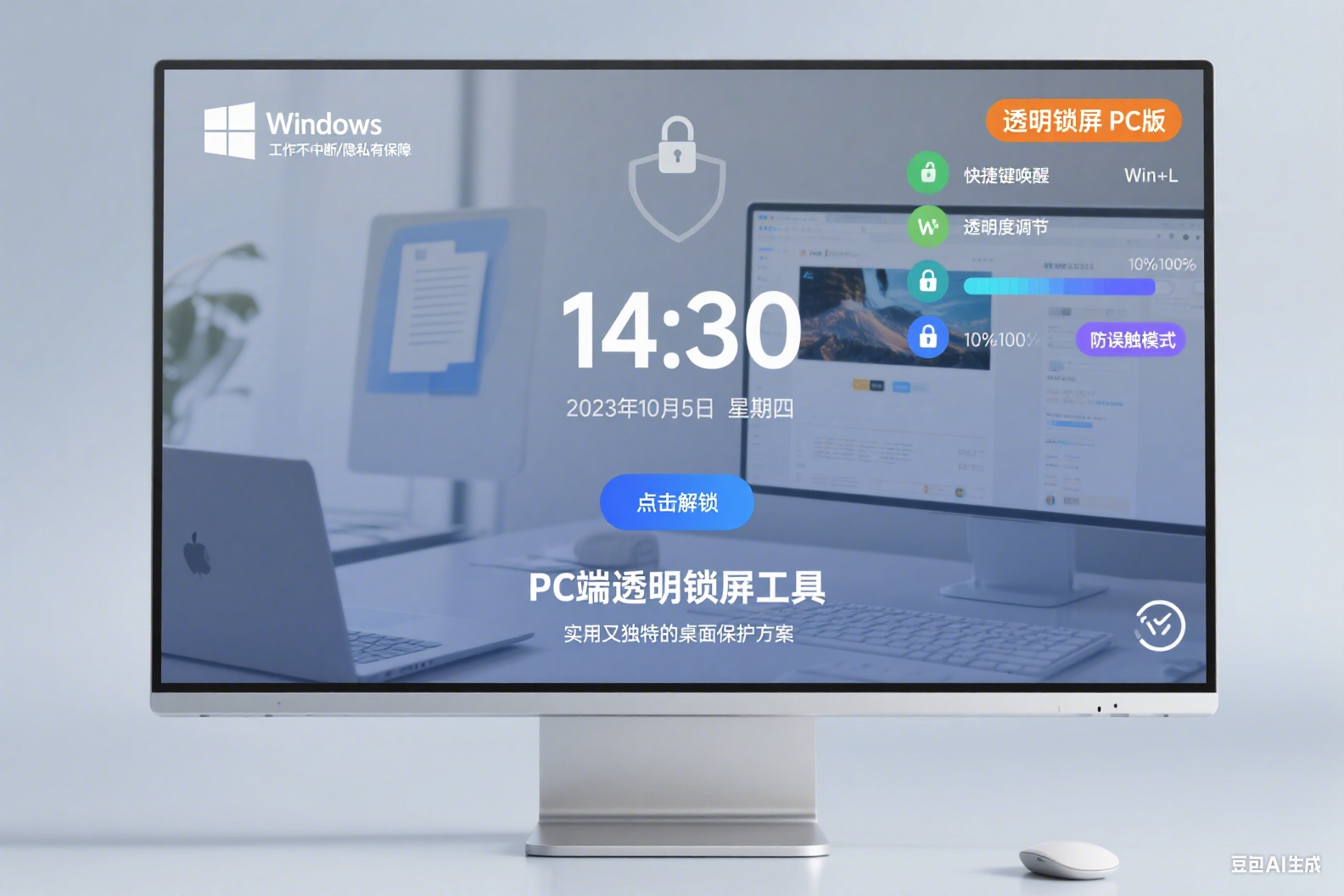 天呐！这款透明锁屏，竟让电脑 “看得见摸不着”！