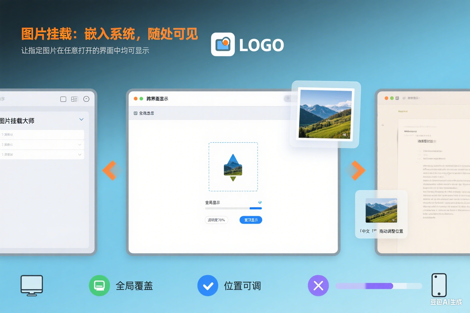 普通桌面单调，图片挂载软件让电脑界面鲜活起来！