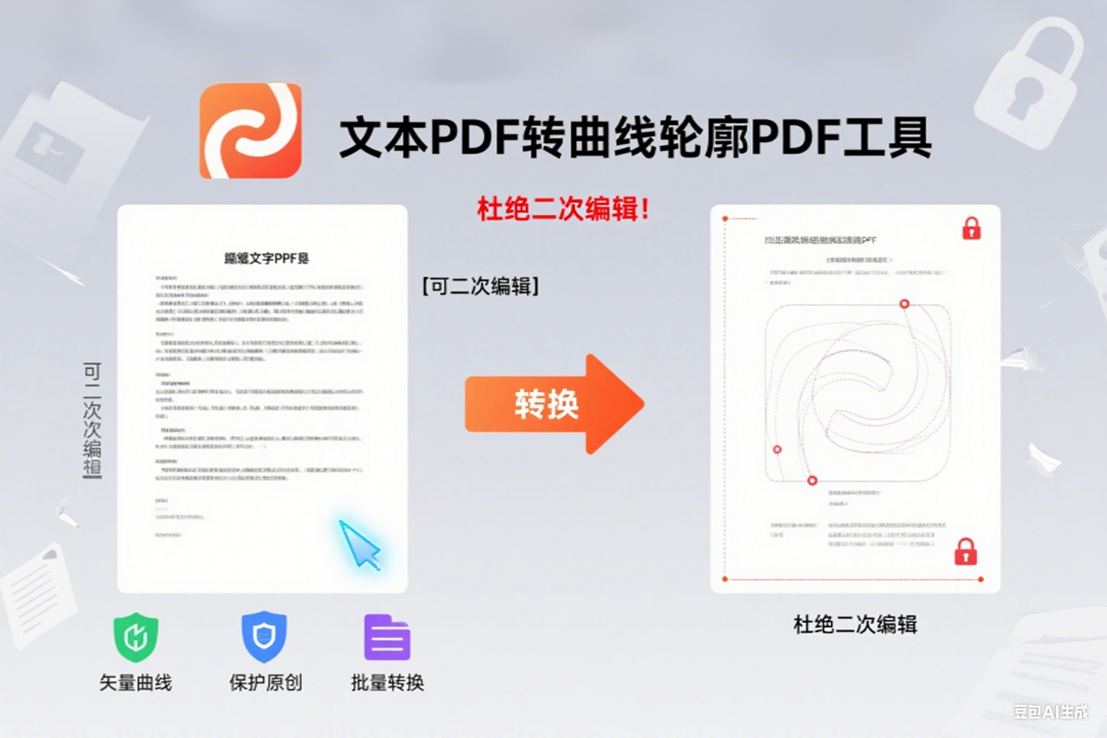 宝藏软件！文本 PDF 转曲线轮廓 PDF工具-杜绝二次编辑！