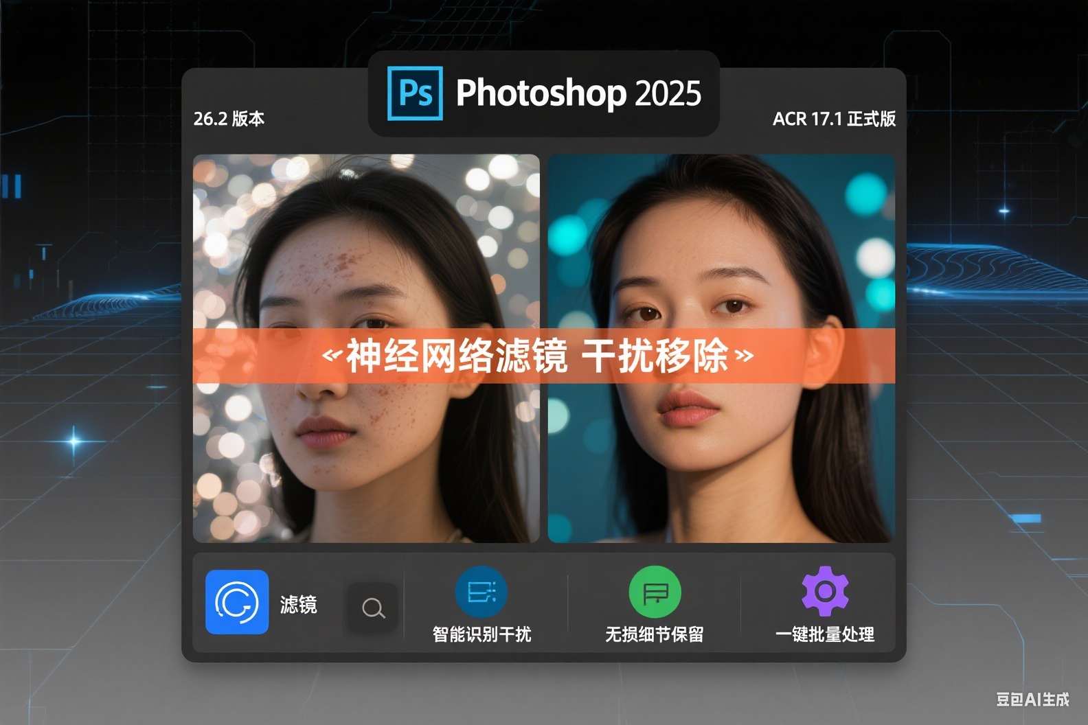 Photoshop 2025 26.2 增acr17.1正式版神经网络滤镜移除功能查找干扰使用正常